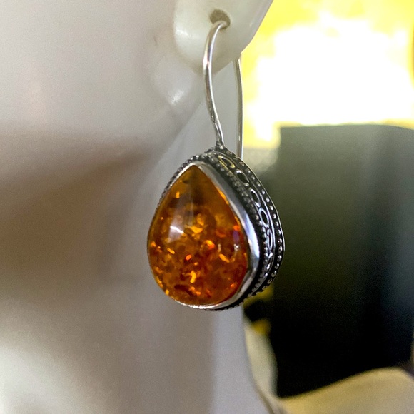 New Beautiful classy stylish  Honey Amber Earrings - Picture 4 of 11